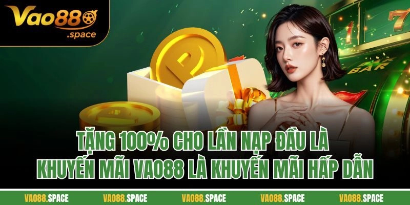 Tặng 100% cho lần nạp đầu là khuyến mãi VAO88 là khuyến mãi hấp dẫn